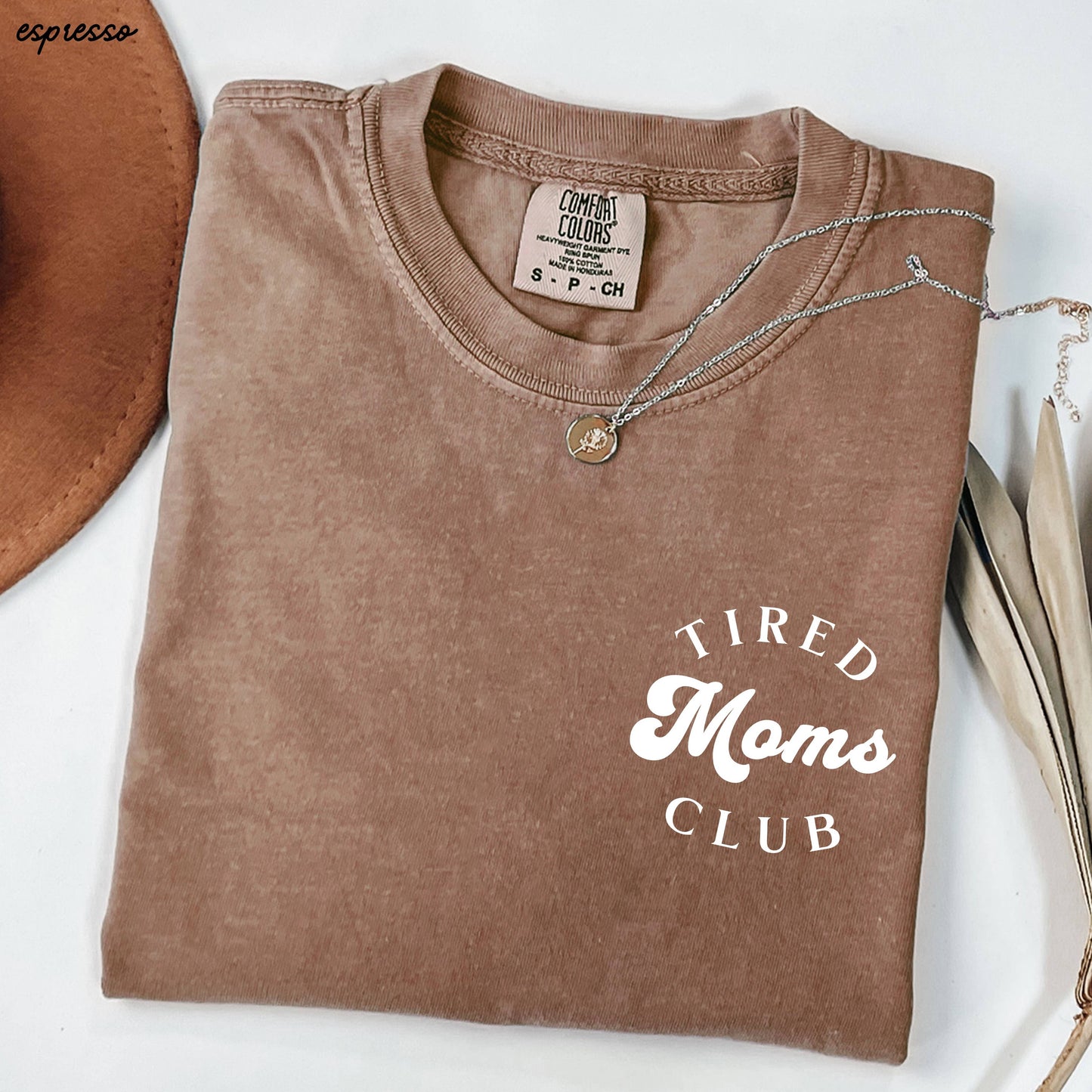 Pocket Tired Moms Club Tee / Espresso