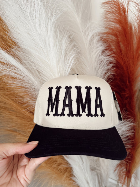 MAMA Typographic Design Embroidery Baseball Cap: Black / ONE SIZE